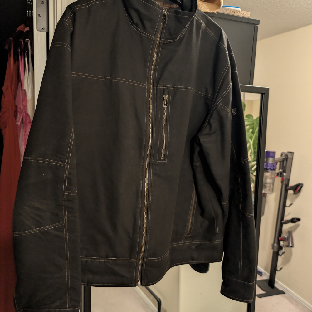 Kuhl Men's Gunmetal Burr Jacket with Brown Stitching